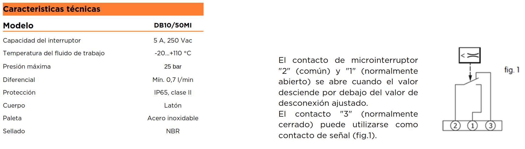 Interruptor de flujo en tubería DB-MI